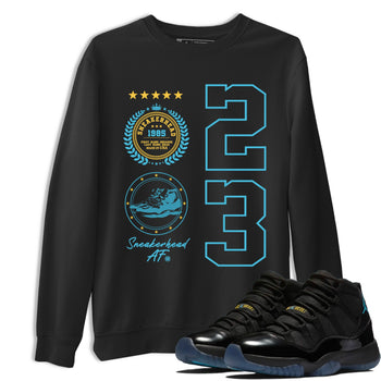 Sneaker Threads – Sneaker Tees To Match Air Jordan 11 Retro Gamma – Sneaker Emblem Graphic Tee Black 1. Perfect for Jordan releases 2025 colorways.