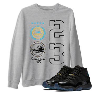 Sneaker Threads – Sneaker Tees To Match Air Jordan 11 Retro Gamma – Sneaker Emblem Graphic Tee Heather Grey 1. Perfect for Jordan releases 2025 colorways.