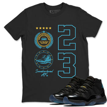 Sneaker Threads – Sneaker Tees To Match Air Jordan 11 Retro Gamma – Sneaker Emblem Graphic Tee Black 1. Perfect for Jordan releases 2025 colorways.