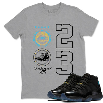 Sneaker Threads – Sneaker Tees To Match Air Jordan 11 Retro Gamma – Sneaker Emblem Graphic Tee Heather Grey 1. Perfect for Jordan releases 2025 colorways.