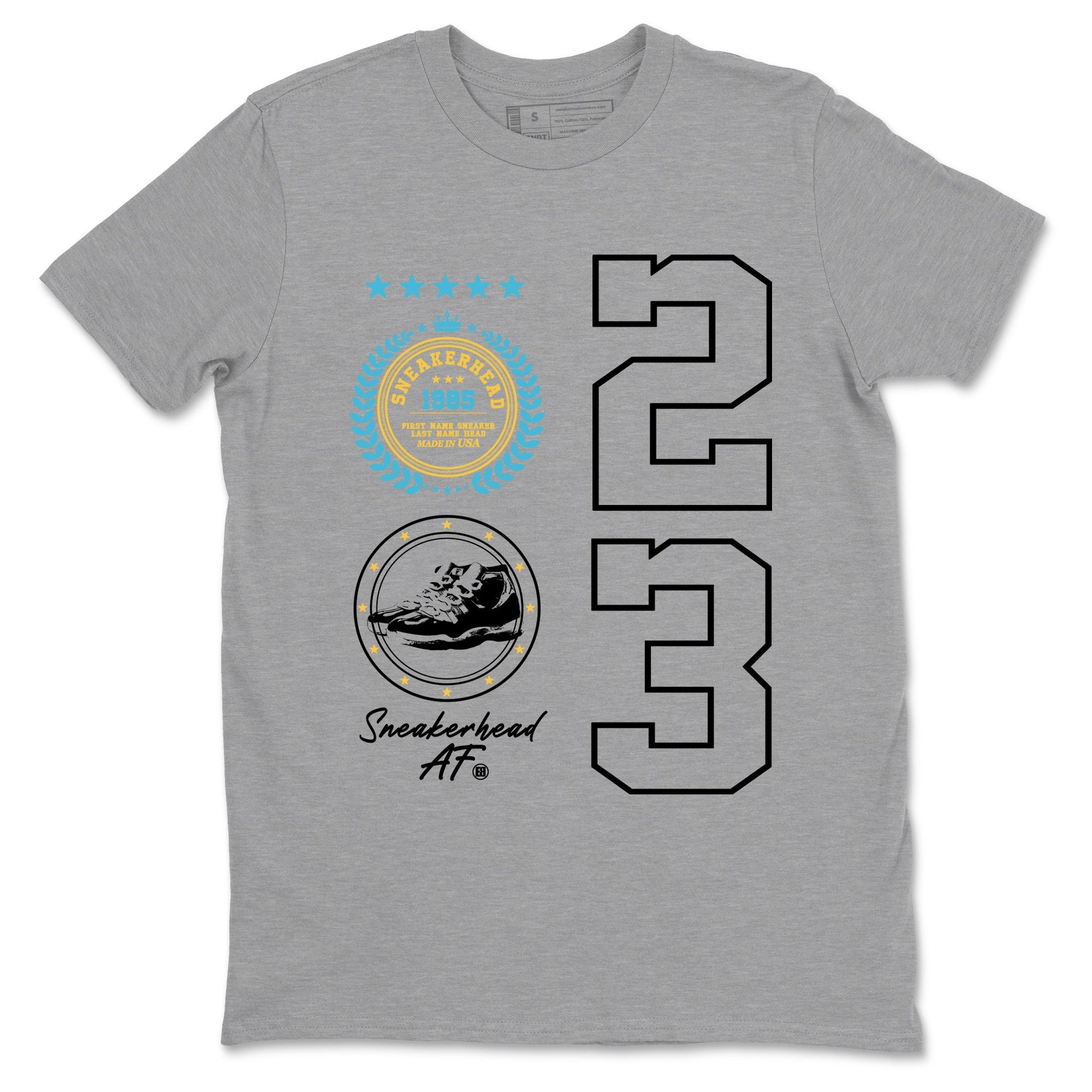 Sneaker Threads – Sneaker Tees To Match Air Jordan 11 Retro Gamma – Sneaker Emblem Graphic Tee Heather Grey 2. Perfect for Jordan releases 2025 colorways.