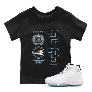 AJ11 Retro Legend Blue shirts to match jordans Sneaker Emblem best t shirts to wear with jordans 11s Legend Blue match shoes to clothes SNRT Sneaker Tees Youth Baby Black 1 tee