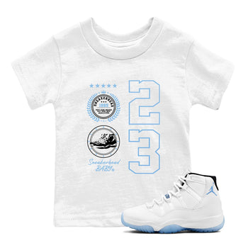 AJ11 Retro Legend Blue shirts to match jordans Sneaker Emblem best t shirts to wear with jordans 11s Legend Blue match shoes to clothes SNRT Sneaker Tees Youth Baby White 1 tee