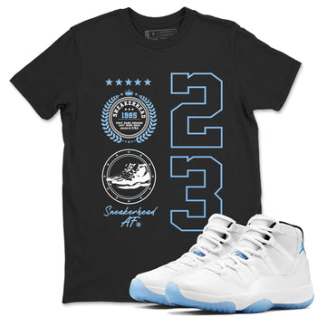 AJ11 Retro Legend Blue shirts to match jordans Sneaker Emblem best t shirts to wear with jordans 11s Legend Blue match shoes to clothes SNRT Sneaker Tees unisex cotton Black 1 shirts