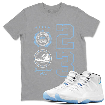 AJ11 Retro Legend Blue shirts to match jordans Sneaker Emblem best t shirts to wear with jordans 11s Legend Blue match shoes to clothes SNRT Sneaker Tees unisex cotton Heather Grey 1 shirts
