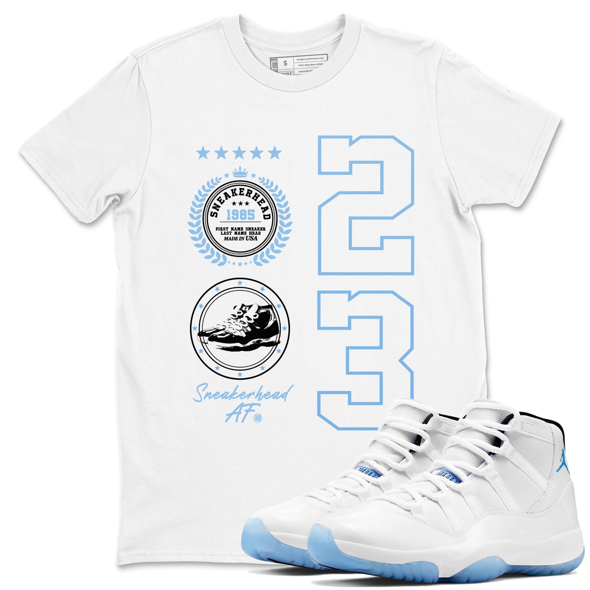 AJ11 Retro Legend Blue shirts to match jordans Sneaker Emblem best t shirts to wear with jordans 11s Legend Blue match shoes to clothes SNRT Sneaker Tees unisex cotton White 1 shirts