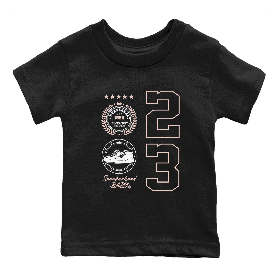 11s Legend Pink shirt to match jordans Sneaker Emblem sneaker tees Air Jordan 11 Legend Pink SNRT sneaker release tees baby toddler Black 2 cotton Shirt
