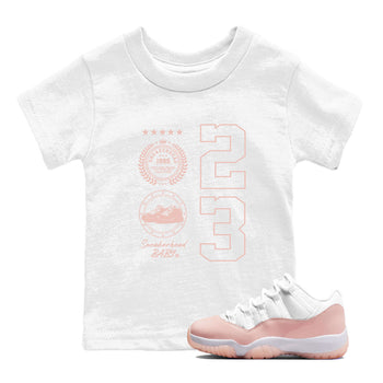11s Legend Pink shirt to match jordans Sneaker Emblem sneaker tees Air Jordan 11 Legend Pink SNRT sneaker release tees baby toddler White 1 cotton Shirt