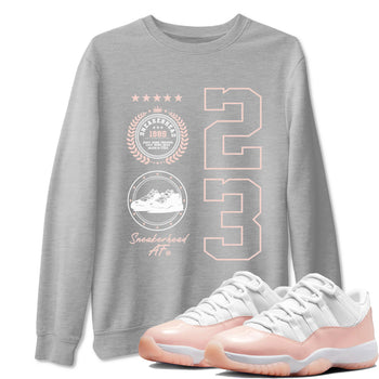 11s Legend Pink shirt to match jordans Sneaker Emblem sneaker tees Air Jordan 11 Legend Pink SNRT Sneaker Release Tees unisex cotton Heather Grey 1 crew neck shirt