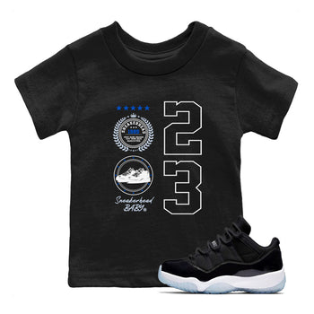 11s Black and Varsity Royal shirt to match jordans Sneaker Emblem sneaker tees Air Jordan 11 Black/Varsity Royal SNRT sneaker release tees baby toddler Black 1 cotton Shirt