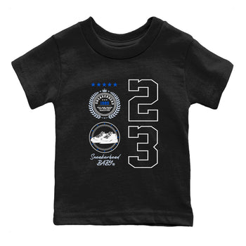 11s Black and Varsity Royal shirt to match jordans Sneaker Emblem sneaker tees Air Jordan 11 Black/Varsity Royal SNRT sneaker release tees baby toddler Black 2 cotton Shirt