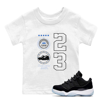 11s Black and Varsity Royal shirt to match jordans Sneaker Emblem sneaker tees Air Jordan 11 Black/Varsity Royal SNRT sneaker release tees baby toddler White 1 cotton Shirt