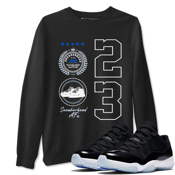 11s Black and Varsity Royal shirt to match jordans Sneaker Emblem sneaker tees Air Jordan 11 Black/Varsity Royal SNRT Sneaker Release Tees unisex cotton Black 1 crew neck shirt