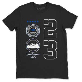 11s Black and Varsity Royal shirt to match jordans Sneaker Emblem sneaker tees Air Jordan 11 Black/Varsity Royal SNRT Sneaker Release Tees unisex cotton Black 2 crew neck shirt