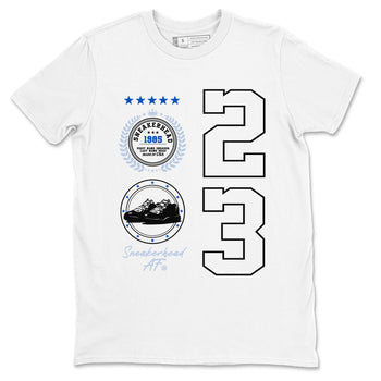 11s Black and Varsity Royal shirt to match jordans Sneaker Emblem sneaker tees Air Jordan 11 Black/Varsity Royal SNRT Sneaker Release Tees unisex cotton White 2 crew neck shirt
