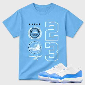Sneaker match tees – Sneaker Tees To Match Air Jordan 11 University Blue Shoes – Sneaker Emblem Tee Carolina Blue 1