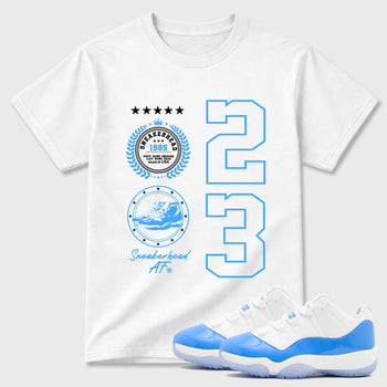 Sneaker match tees – Sneaker Tees To Match Air Jordan 11 University Blue Shoes – Sneaker Emblem Tee White 1