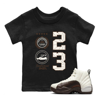 AJ12 Baroque Brown shirts to match jordans Sneaker Emblem best t shirts to wear with jordans SoleFly x Jordan 12 Baroque Brown match shoes to clothes SNRT Sneaker Tees Youth Baby Black 1 tee