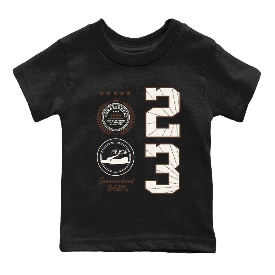 AJ12 Baroque Brown shirts to match jordans Sneaker Emblem best t shirts to wear with jordans SoleFly x Jordan 12 Baroque Brown match shoes to clothes SNRT Sneaker Tees Youth Baby Black 2 tee