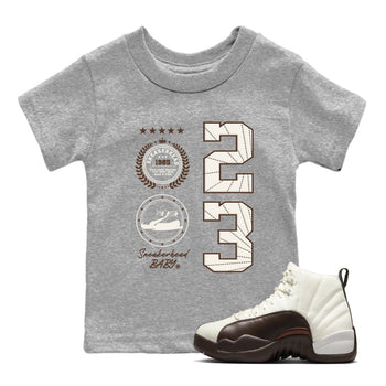 AJ12 Baroque Brown shirts to match jordans Sneaker Emblem best t shirts to wear with jordans SoleFly x Jordan 12 Baroque Brown match shoes to clothes SNRT Sneaker Tees Youth Baby Heather Grey 1 tee
