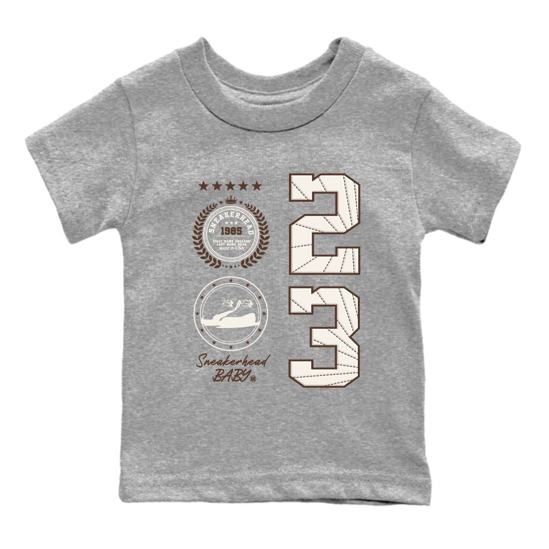AJ12 Baroque Brown shirts to match jordans Sneaker Emblem best t shirts to wear with jordans SoleFly x Jordan 12 Baroque Brown match shoes to clothes SNRT Sneaker Tees Youth Baby Heather Grey 2 tee