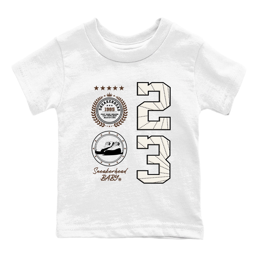 AJ12 Baroque Brown shirts to match jordans Sneaker Emblem best t shirts to wear with jordans SoleFly x Jordan 12 Baroque Brown match shoes to clothes SNRT Sneaker Tees Youth Baby White 2 tee