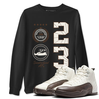 AJ12 Baroque Brown shirts to match jordans Sneaker Emblem best t shirts to wear with jordans SoleFly x Jordan 12 Baroque Brown match shoes to clothes SNRT Sneaker Tees unisex cotton Black 1 shirts