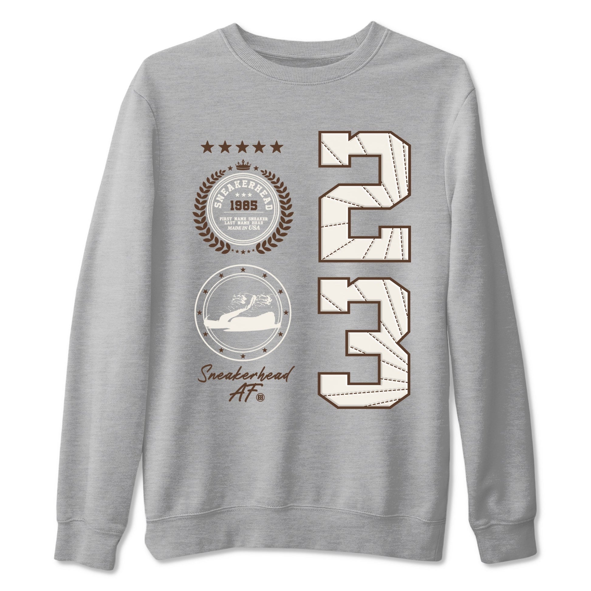 AJ12 Baroque Brown shirts to match jordans Sneaker Emblem best t shirts to wear with jordans SoleFly x Jordan 12 Baroque Brown match shoes to clothes SNRT Sneaker Tees unisex cotton Heather Grey 2 shirts