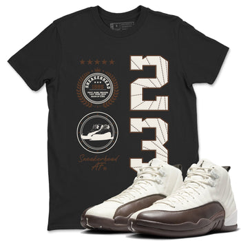AJ12 Baroque Brown shirts to match jordans Sneaker Emblem best t shirts to wear with jordans SoleFly x Jordan 12 Baroque Brown match shoes to clothes SNRT Sneaker Tees unisex cotton Black 1 shirts