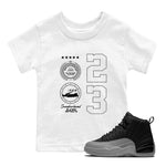 12s Black Wolf Grey shirts to match jordans Sneaker Emblem sneaker match tees Air Jordan 12 Black Wolf Grey SNRT Sneaker Release Tees Youth Baby White 1 crew neck shirts