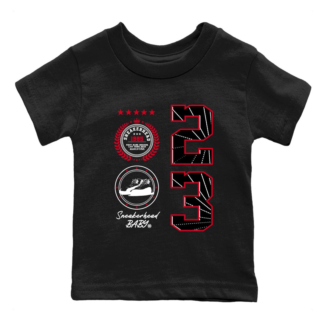 12s Flu Game shirts to match jordans Sneaker Emblem best t shirts to wear with jordans AJ12 Retro Flu Game match shoes to clothes SNRT Sneaker Tees Youth Baby Black 2 tee