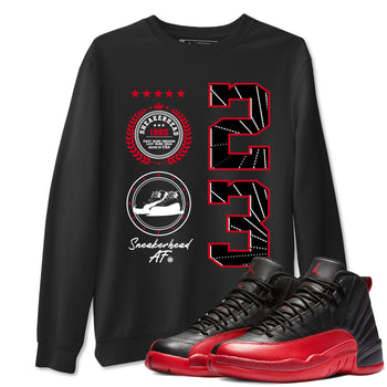12s Flu Game shirts to match jordans Sneaker Emblem best t shirts to wear with jordans AJ12 Retro Flu Game match shoes to clothes SNRT Sneaker Tees unisex cotton Black 1 shirts