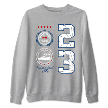 Sneaker Emblem sneaker match t-shirt styled to complete your fit with the Air Jordan 12 French Blue sneakers, graphic shirts in Heather Grey 2.