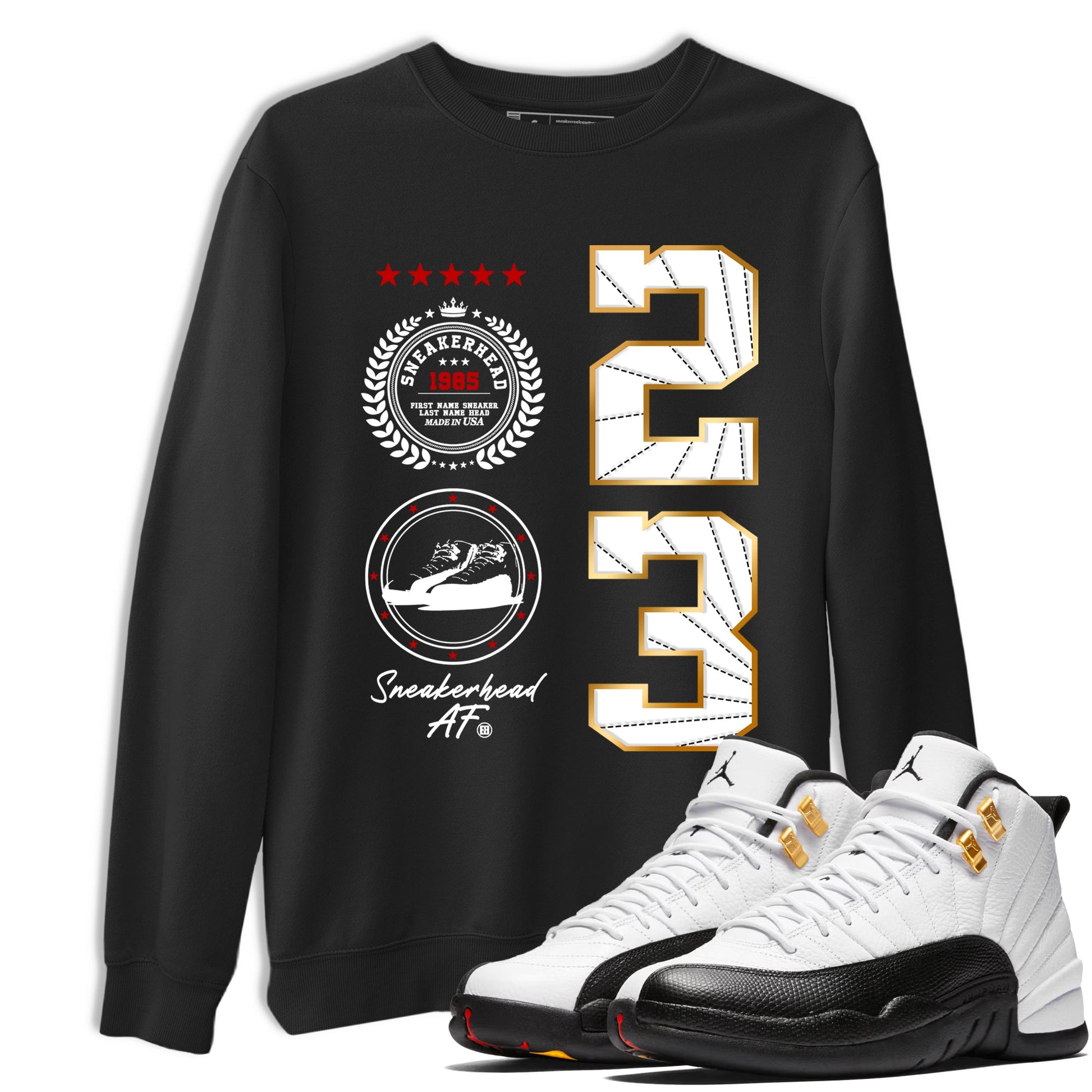 Sneaker match tees – Sneaker Tees To Match Air Jordan 12 Taxi Shoes – Sneaker Emblem Tee Black 1