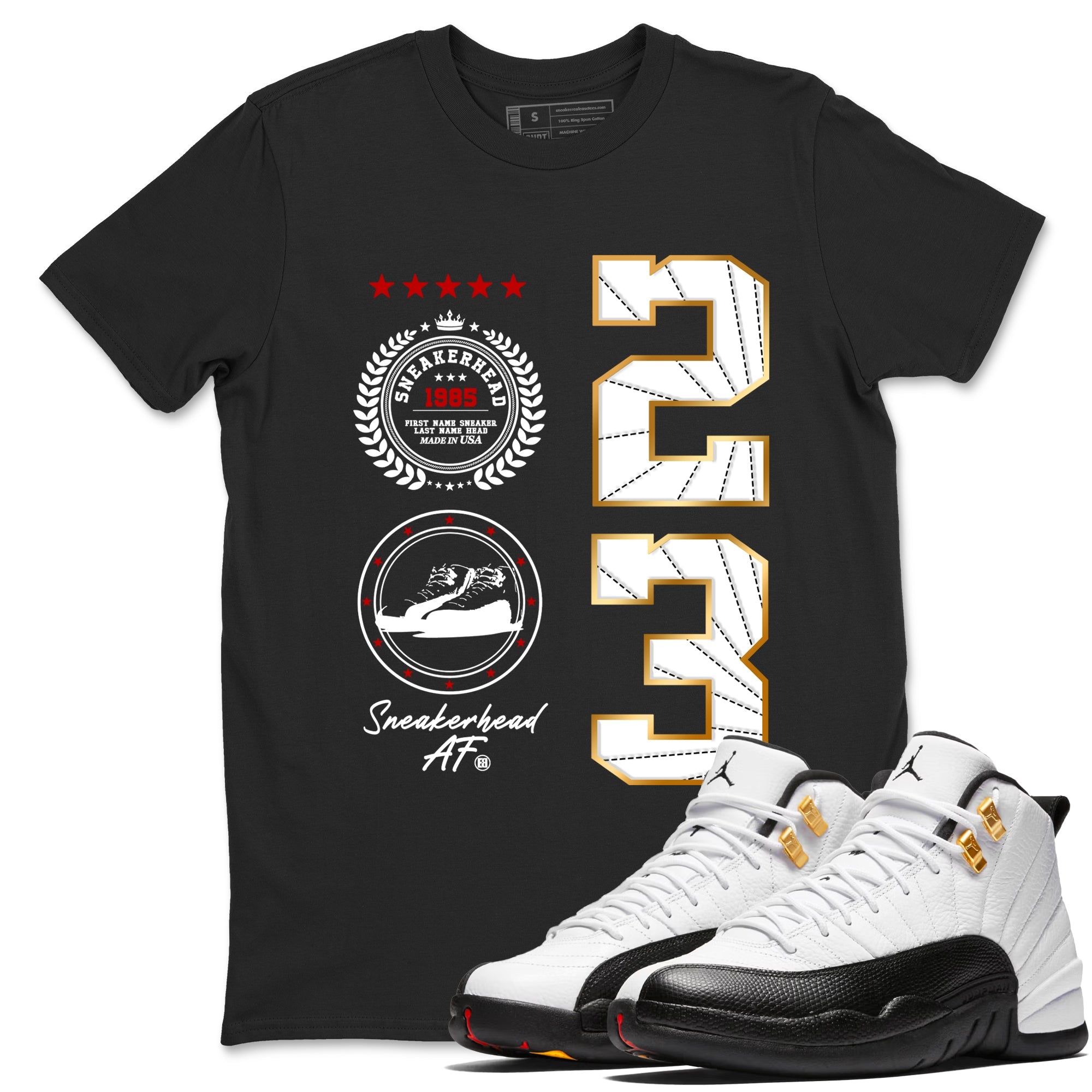 Sneaker match tees – Sneaker Tees To Match Air Jordan 12 Taxi Shoes – Sneaker Emblem Tee Black 1