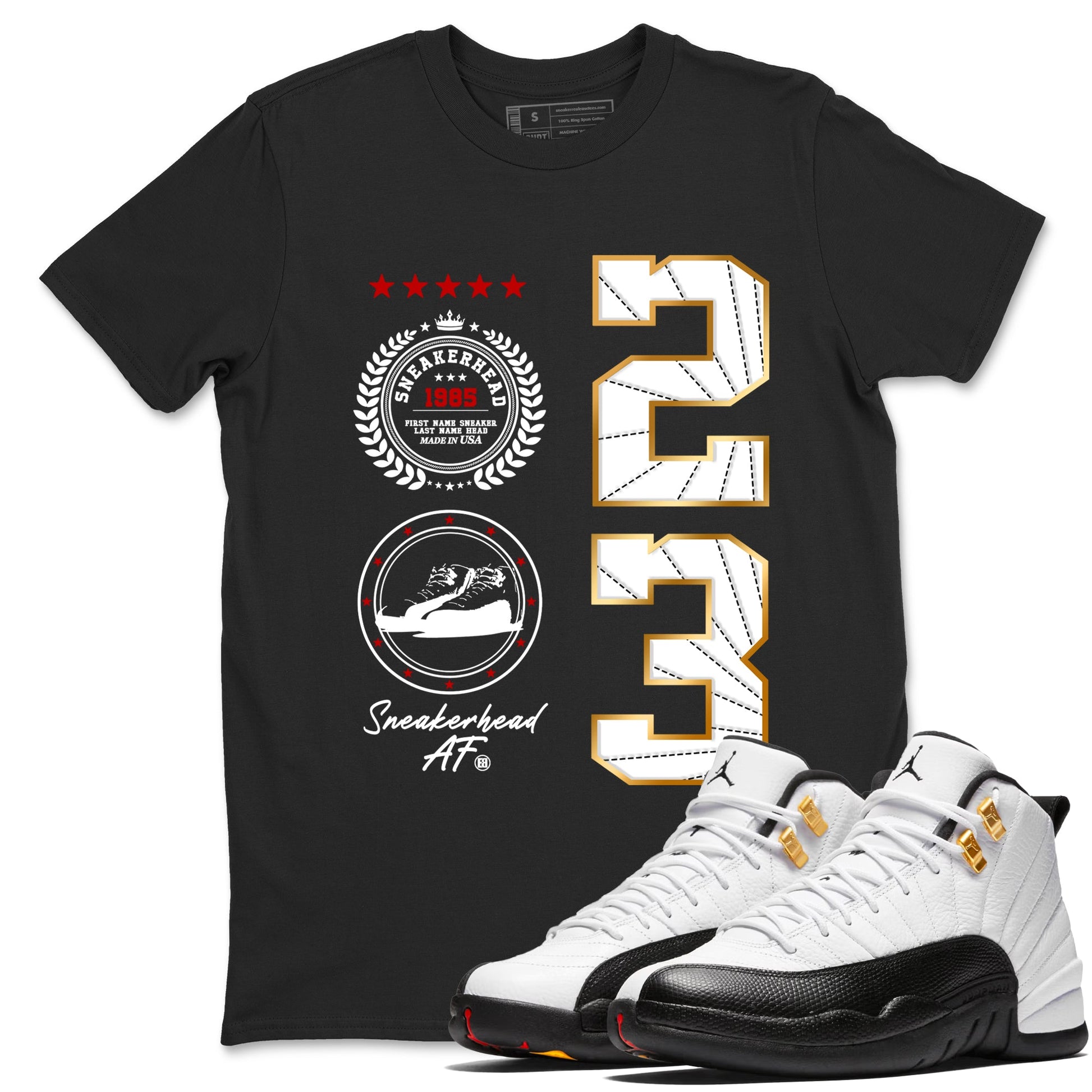 Sneaker match tees – Sneaker Tees To Match Air Jordan 12 Taxi Shoes – Sneaker Emblem Tee Black 1
