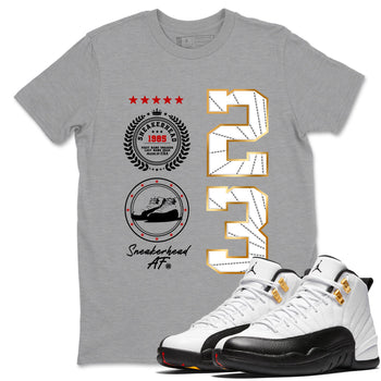 Sneaker match tees – Sneaker Tees To Match Air Jordan 12 Taxi Shoes – Sneaker Emblem Tee Heather Grey 1
