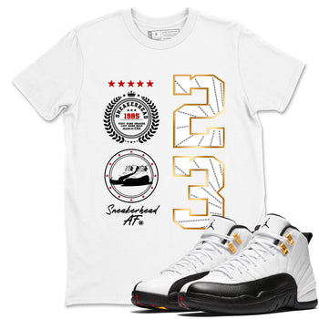 Sneaker match tees – Sneaker Tees To Match Air Jordan 12 Taxi Shoes – Sneaker Emblem Tee White 1