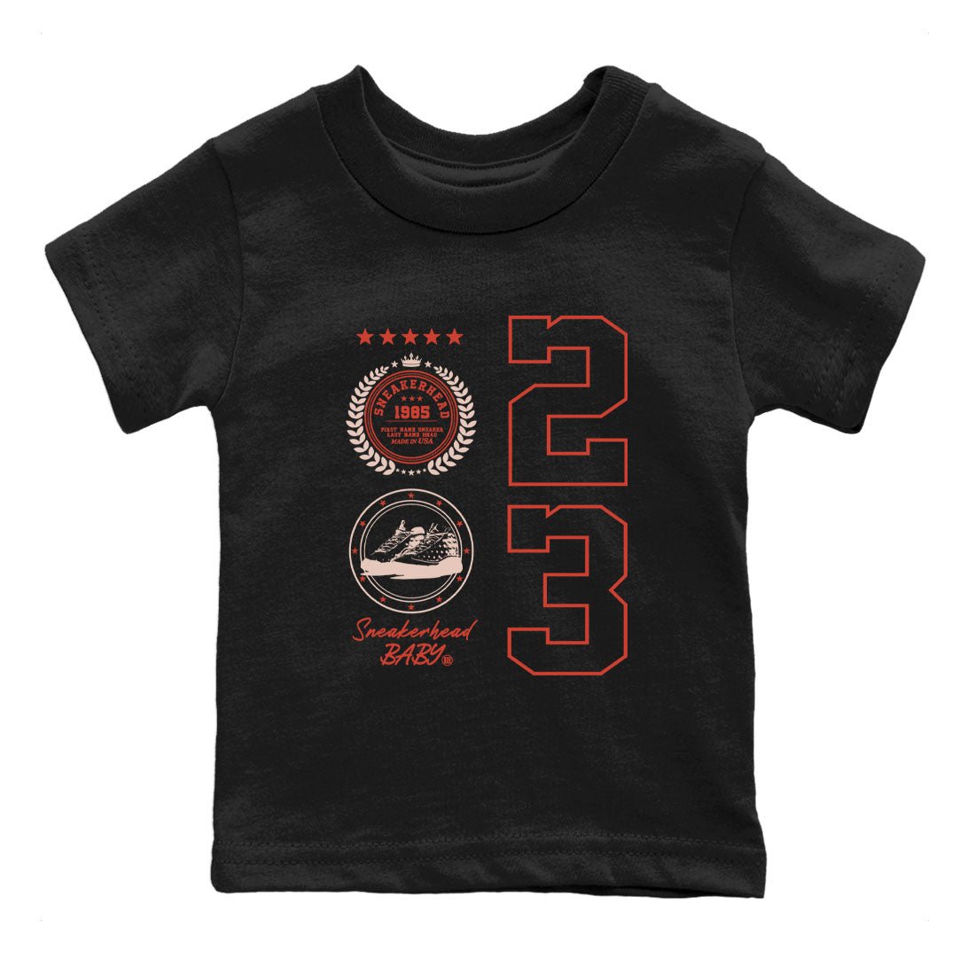 AJ13 Dune Red shirts to match jordans Sneaker Emblem sneaker match tees Air Jordan 13 Dune Red SNRT Sneaker Tees streetwear brand Baby and Youth Black 2 cotton tee