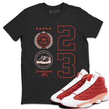 AJ13 Dune Red shirts to match jordans Sneaker Emblem sneaker match tees Air Jordan 13 Dune Red SNRT Sneaker Tees streetwear brand Black 1 unisex cotton tee