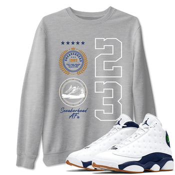 13 Midnight Navy Shirts To Match Jordans Sneaker Emblem Sneaker Shirts Air Jordan 13 Midnight Navy SNRT Sneaker Release Tees Unisex Cotton Crew Neck Heather Grey 1 crew neck shirts
