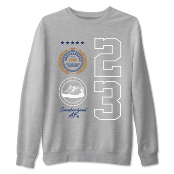 13 Midnight Navy Shirts To Match Jordans Sneaker Emblem Sneaker Shirts Air Jordan 13 Midnight Navy SNRT Sneaker Release Tees Unisex Cotton Crew Neck Heather Grey 2 crew neck shirts