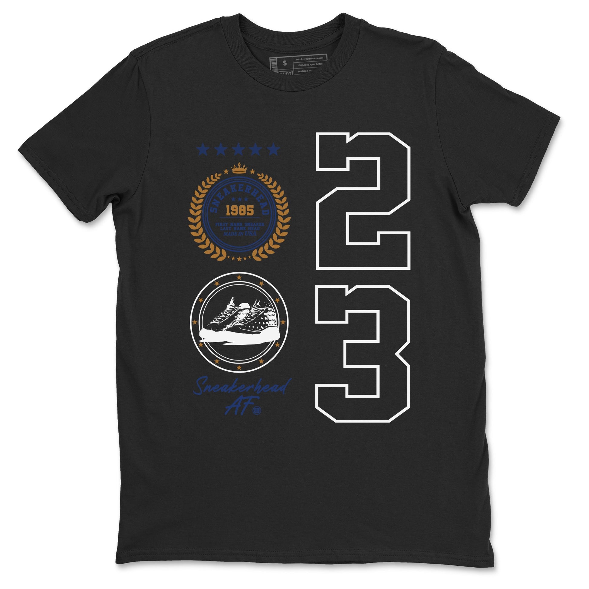13 Midnight Navy Shirts To Match Jordans Sneaker Emblem Sneaker Shirts Air Jordan 13 Midnight Navy SNRT Sneaker Release Tees Unisex Cotton Crew Neck Black 2 crew neck shirts