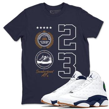 13 Midnight Navy Shirts To Match Jordans Sneaker Emblem Sneaker Shirts Air Jordan 13 Midnight Navy SNRT Sneaker Release Tees Unisex Cotton Crew Neck Navy 1 crew neck shirts