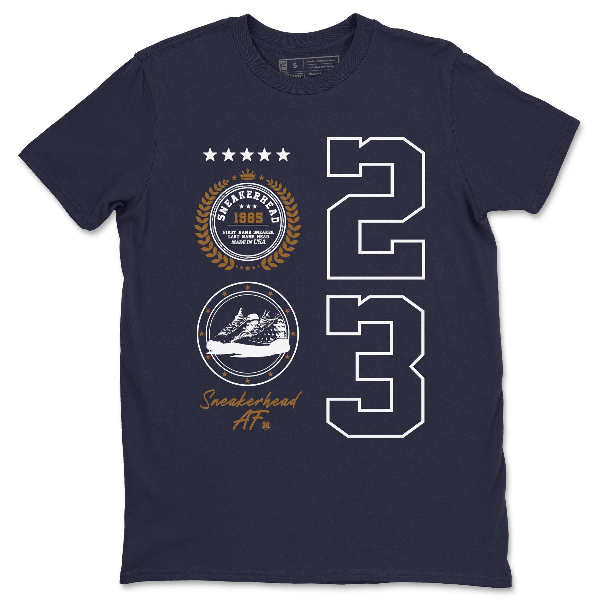 13 Midnight Navy Shirts To Match Jordans Sneaker Emblem Sneaker Shirts Air Jordan 13 Midnight Navy SNRT Sneaker Release Tees Unisex Cotton Crew Neck Navy 2 crew neck shirts