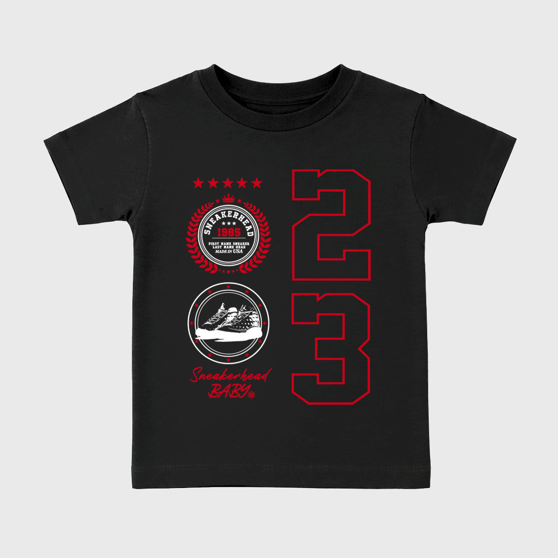 Sneaker match tees – Sneaker Tees To Match Air Jordan 13 University Red Shoes – Sneaker Emblem Kids T-Shirt Black 2