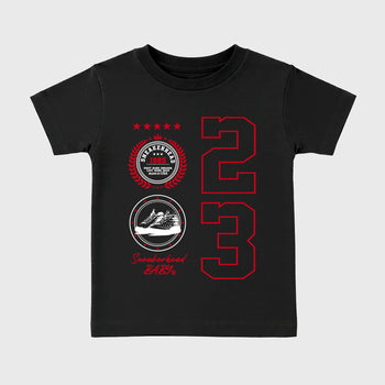 Sneaker match tees – Sneaker Tees To Match Air Jordan 13 University Red Shoes – Sneaker Emblem Kids T-Shirt Black 2