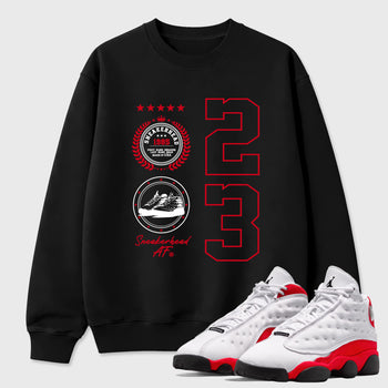 Sneaker match tees – Sneaker Tees To Match Air Jordan 13 University Red Shoes – Sneaker Emblem Tee Black 1