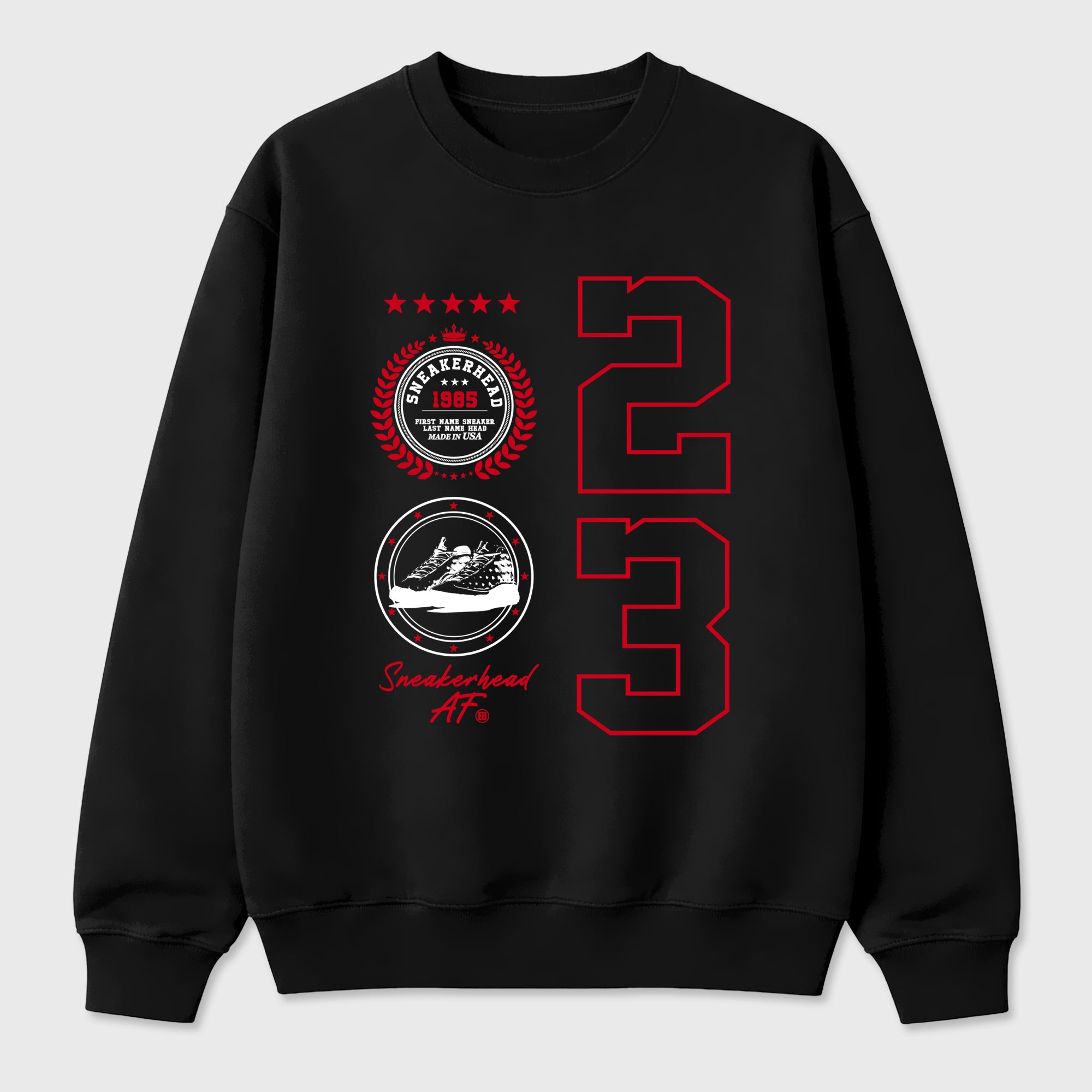 Sneaker match tees – Sneaker Tees To Match Air Jordan 13 University Red Shoes – Sneaker Emblem Tee Black 2