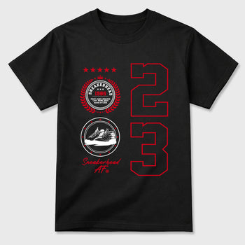 Sneaker match tees – Sneaker Tees To Match Air Jordan 13 University Red Shoes – Sneaker Emblem Tee Black 2